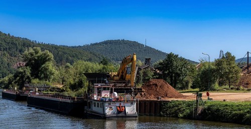 Old gravel and sand works on the River Main between Miltenberg and Freudenstadt, Bavaria, Germany,
