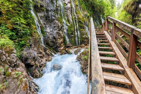Wimbachklamm gorge in the Bavarian Alps in Ramsau near Berchtesgaden, Germany, Europe