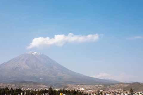 Misti Volcano and Arequipa, Arequipa Province, Peru, South America