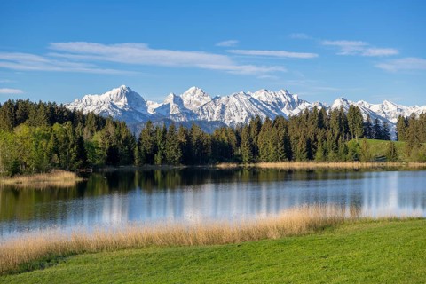 Hegratsrieder See near Füssen, Allgäu Alps, snow, Allgäu, Bavaria, Germany, Europe