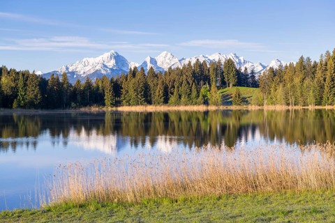 Hegratsrieder See near Füssen, Allgäu Alps, snow, Allgäu, Bavaria, Germany, Europe