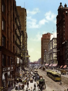 State Street, seen from Madison, Chicago, United States, 1890, Historic, digitally restored