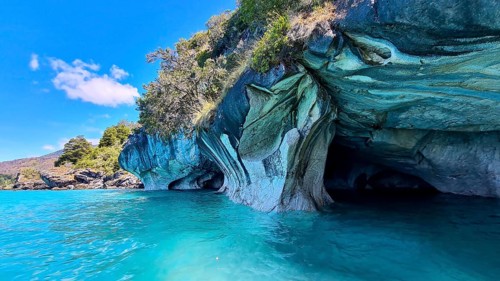 Capillas de Marmol in Lago General Carrera in Patagonia on the Carretera austral, Patagonia, Chile,