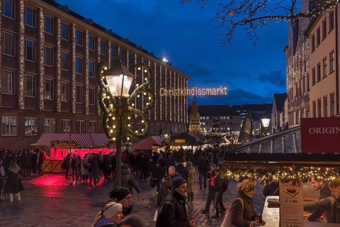 Christkindlesmarkt at the new town hall, Nuremberg, Central Franconia, Bavaria, Germany, Europe