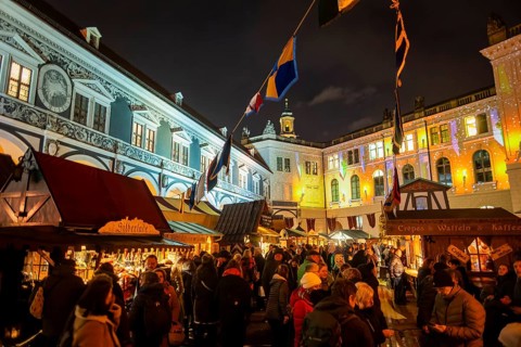 Historic Christmas Market in the Stable Courtyard of the Royal Palace, Dresden, Saxony, Germany,