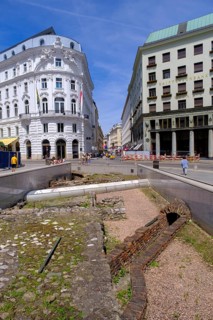 Excavations Michaelerplatz, in front of the Hofburg Imperial Palace, 1st district, Vienna, Austria,