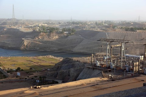 Electricity plant, substation at the new dam near Aswan on the Nile, Africa, Upper Egypt, Egypt,