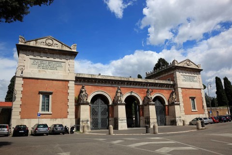 Entrance gate to Campo Verano, Cimitero Comunale Monumentale Campo Verano, the largest cemetery in