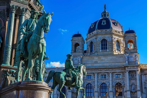 Equestrian statues at the Maria-Theresien monument, behind the Natural History Museum,