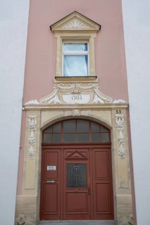 House entrance built in 1905, Art Nouveau, Bamberg, Upper Franconia, Bavaria, Germany, Europe