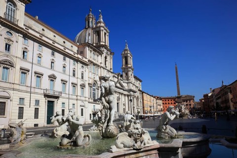 Fontana del Moro, Moor Fountain, Church of Sant'Agnese in Agone, Piazza Navona, Parione