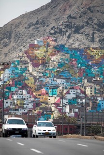 Colourful houses on Cerro San Cristobal, Lima, Peru, South America