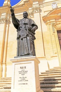 Pope Pius IX statue, cathedral church of the Assumption in citadel castle Il-Kastell, Victoria