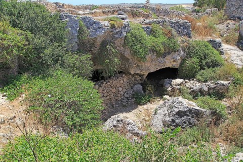 Medieval cave dwellings homes Ghar il-Kbir, Dingli, Malta, Europe