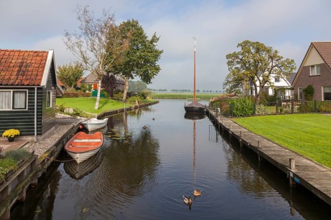 Canal with boats, Blokzijl, Province of Overijssel, Netherlands