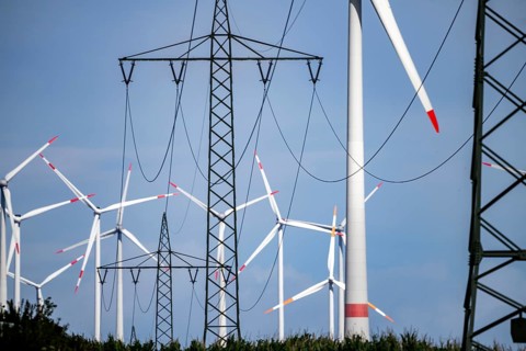 Wind farm near Bad Wünnenberg, North Rhine-Westphalia, Germany, Europe