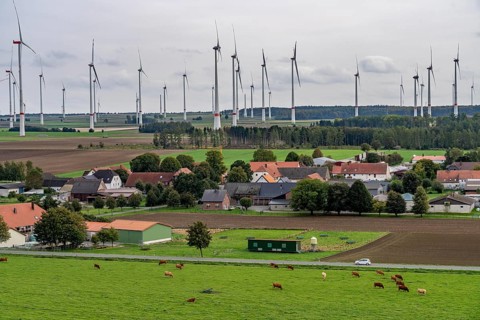 Wind farm, at the village of Elisenhof, belongs to Bad Wünnenberg, Paderborn district, OWL, North