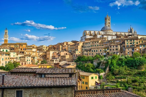 View of old town centre with cathedral, Siena, Tuscany, Italy, Europe