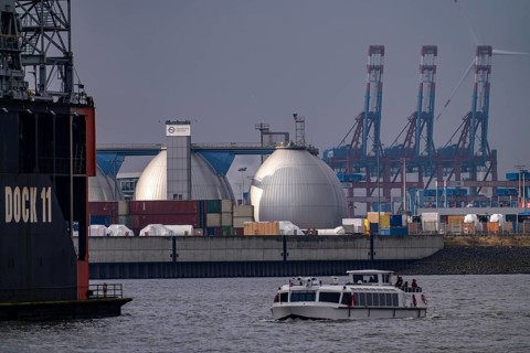 Hamburg harbour, Elbe, shipping traffic, excursion boat, harbour tour, launch, Hamburg municipal