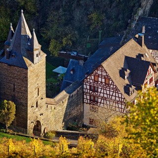 Steeger Tor and Malerwinkel from above in autumn, Bacharach, UNESCO World Heritage Upper Middle