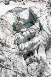 Glacier ice with crevasses, La Jonction, Chamonix, Haute-Savoie, France, Europe