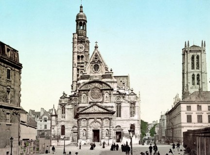 Parish church Saint-Etienne-du-Mont stands on the Montagne Sainte-Genevieve, hill of St Genoveva,