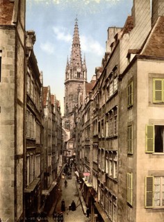 Grand Street, St. Malo, Brittany, France, ca 1890, Historic, digitally restored reproduction from a