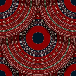 Seamless Latvian embroidery circular pattern, vector template for your design