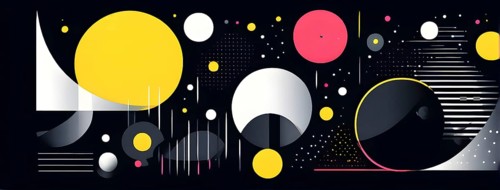 Abstract minimalist illustration theme in vibrant neon color accents symbolizing fun and ease, AI