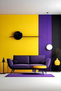Minimalist illustration featuring abstract shapes in purple and yellow color accent symbolizing fun