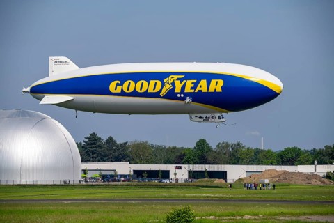 The Zeppelin NT, newly stationed at Essen/Mülheim Airport, undertakes sightseeing flights over the