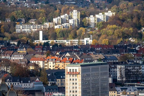 View over Wuppertal, to the north, city centre district Elberfeld, view over Nordstadt to