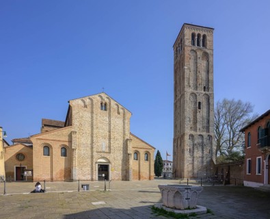 Rear view of Basilica di Santi Maria e Donato with Campanile, Murano, Venice, Metropolitan City of