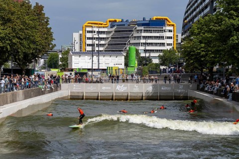 Surfing facility in the city centre of Rotterdam, Rif010, supposedly the world's first wave