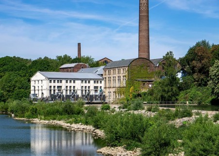 Horster-Mühle hydroelectric power plant power station, on the Ruhr in Essen-Horst, Essen, North