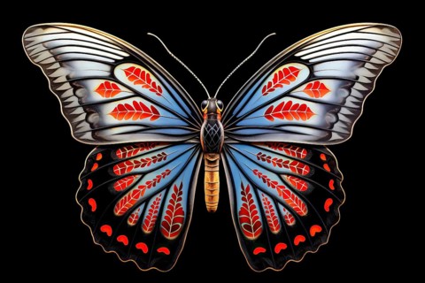 Beautiful, stylized archdukes butterfly on a black background, AI generated