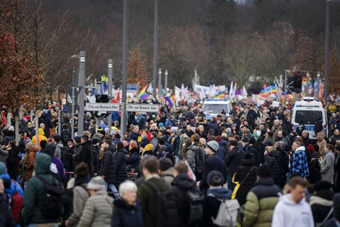 BERLIN, Germany, FEBRUARY 03: Demonstration at the Reichstag building under the motto 'We are the