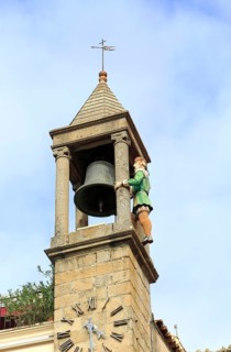 Ayuntamiento town hall Abuelo Mayorga figure, Plasencia, Caceres province, Extremadura, Spain,