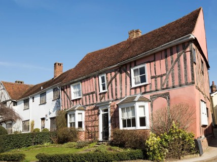 Historic half-timbered building house called Cordwainers, Lavenham, Suffolk, England, UK
