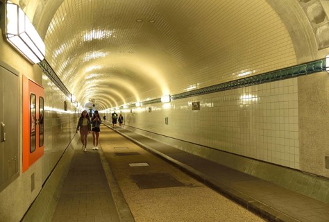 Europe, Germany, Hamburg, City, Harbour, Old Elbe Tunnel under the Elbe, restored east tunnel,