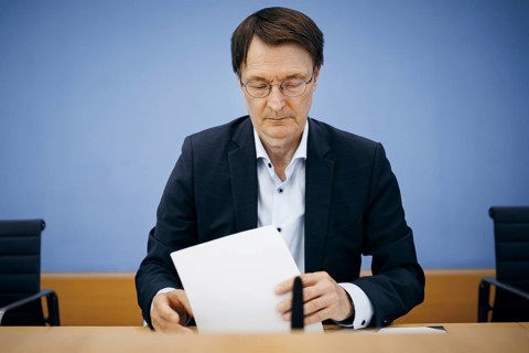 Karl Lauterbach (SPD), Federal Minister of Health, recorded during a press conference on the