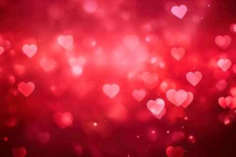 A romantic and dreamy background featuring heart-shaped bokeh lights, perfect for Valentine's Day