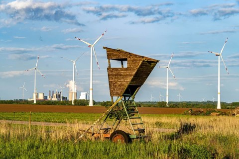 RWE wind farm near Bedburg, at the Garzweiler open-cast mine, on recultivated part of the open-cast