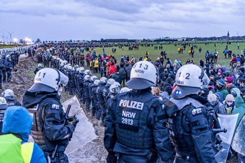 Violent clashes between thousands of demonstrators and the police, after a demonstration against