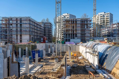 Major construction site Parc Durant, on Henri-Dunant-Strasse in Essen-Rüttenscheid, where 298