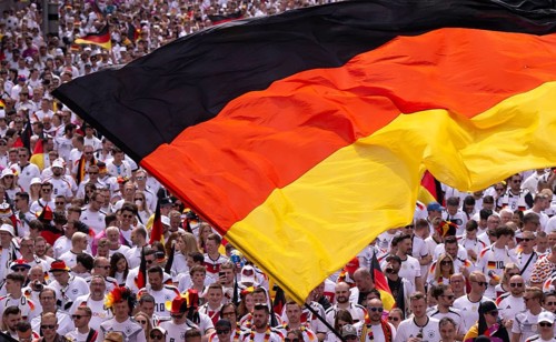 Fan march, German football fans march to the quarter-final Spain versus Germany, UEFA EURO 2024,