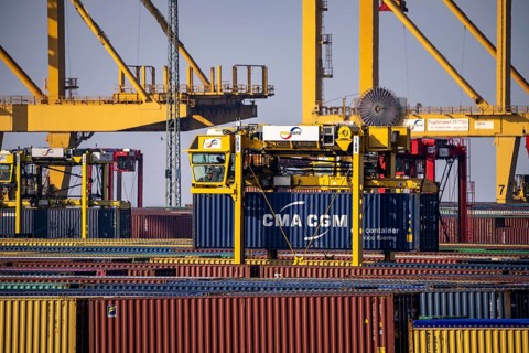 Container terminal in the seaport of Bremerhaven, Eurogate Container Terminal with almost 50
