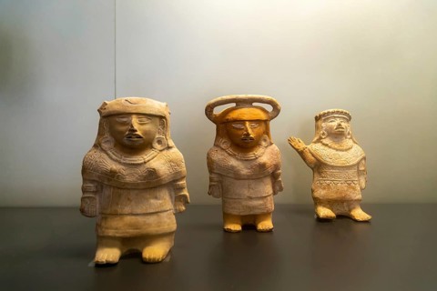 Female figurines from Jaina, Late Classic period, Mayan archaeological museum, Fort San Jose,