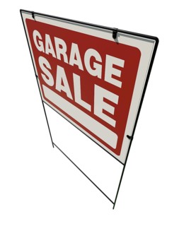 Left facing garage yard sign isolated on a white background
