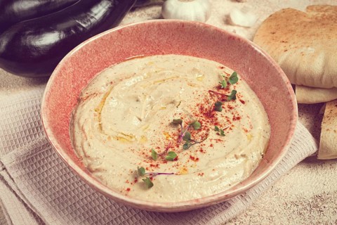 Hummus, chickpeas appetizer, traditional Lebanese cuisine, homemade, no people